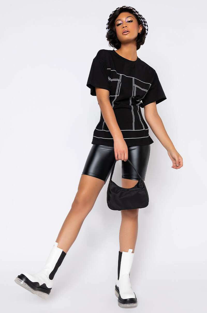 GET IT RIGHT, GET IT TIGHT FAUX LEATHER BIKER SHORTS