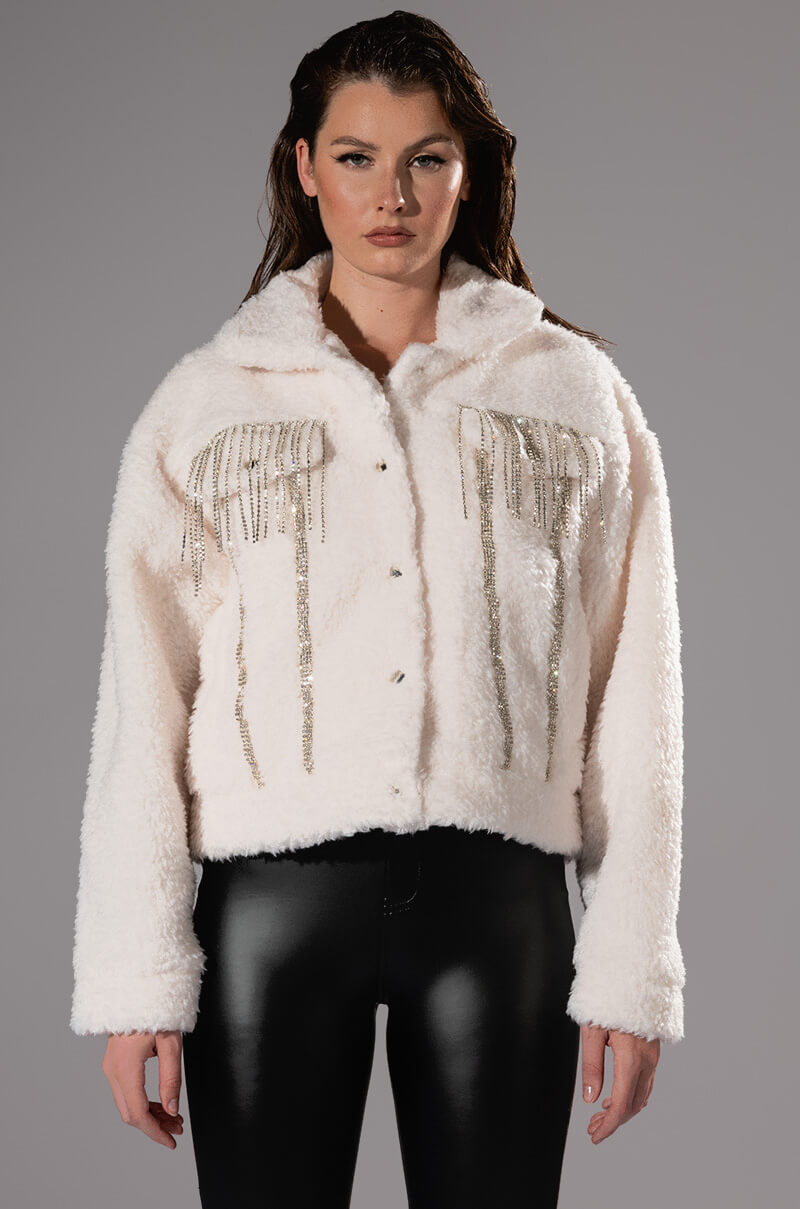 GIGI TEDDY SHACKET WITH RHINESTONES