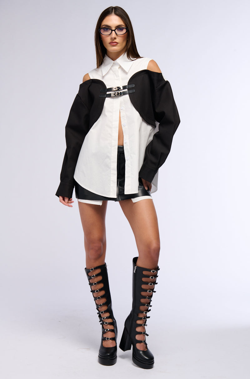 GIRLBOSS POPLIN BUTTON UP TOP