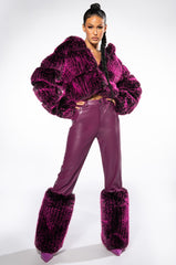 GIULIA THREE-DEE FAUX LEATHER FUR PANTS