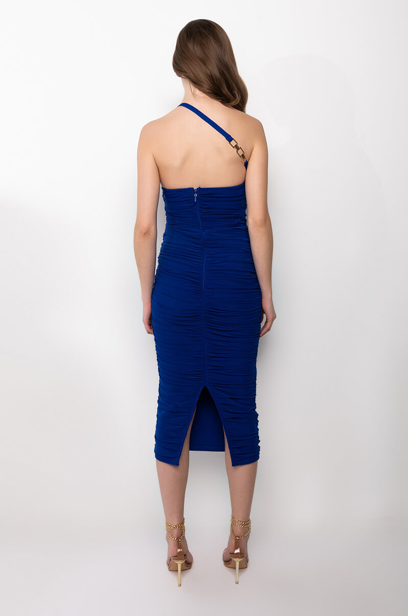 GOT YOU ON YOUR FEET RUCHED MIDI DRESS