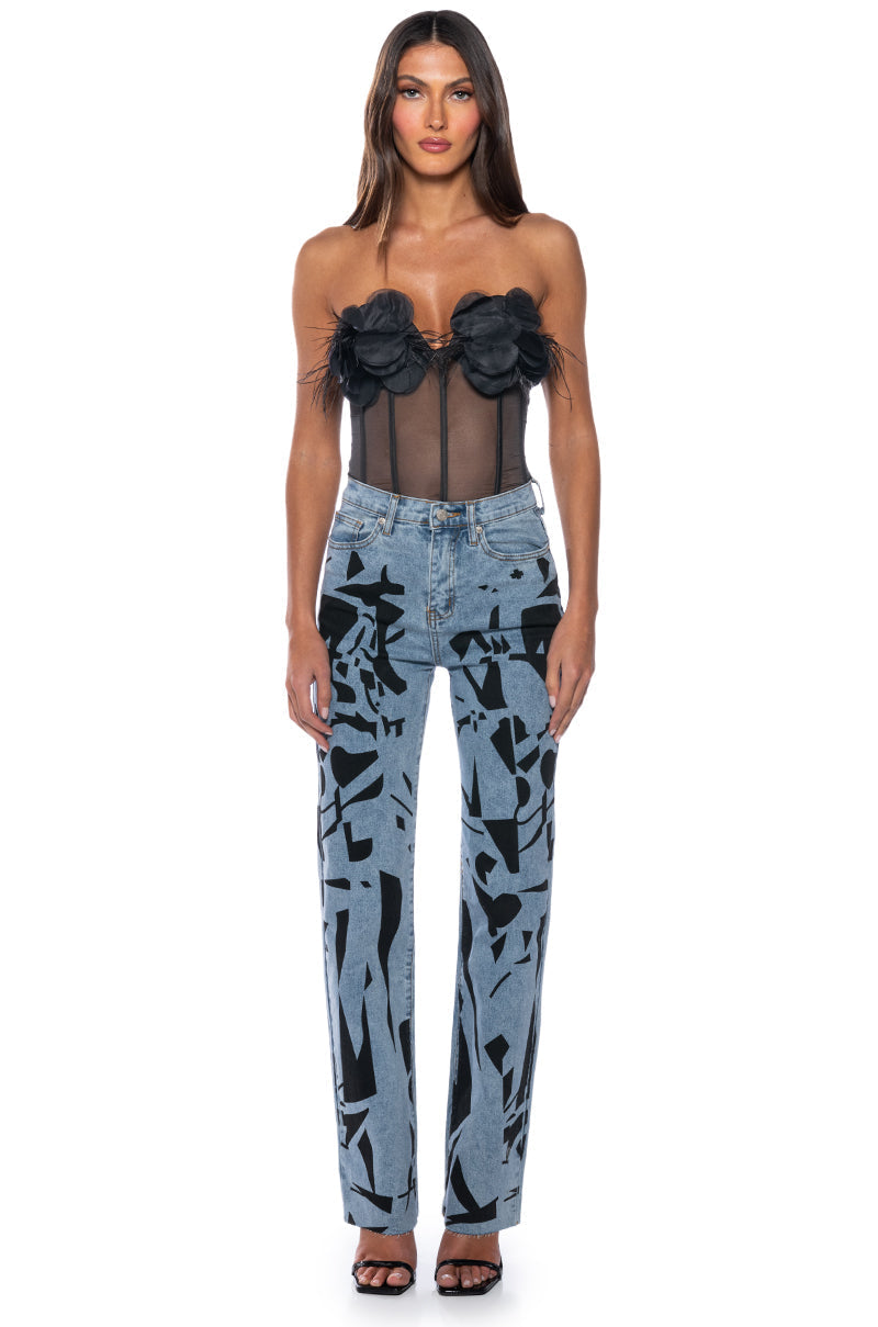 GRACE 3D FLOWER MESH CORSET
