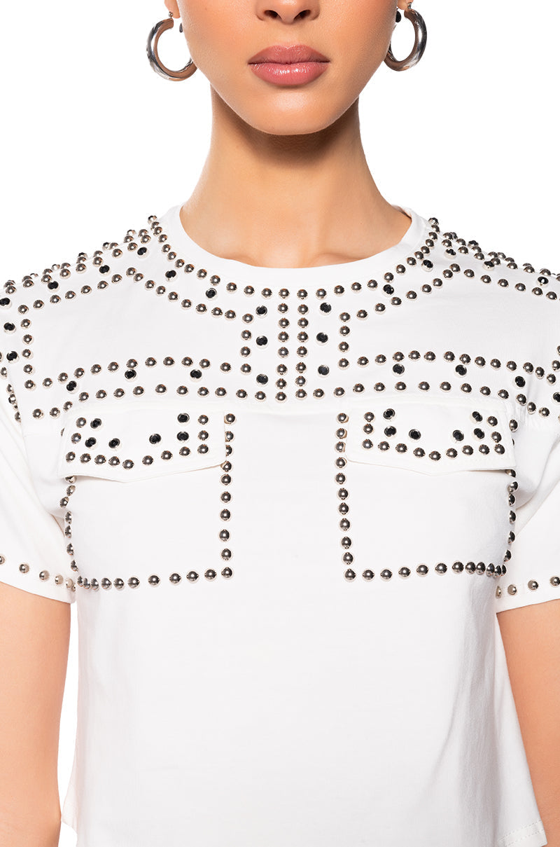 GRACELYN EMBELLISHED T SHIRT