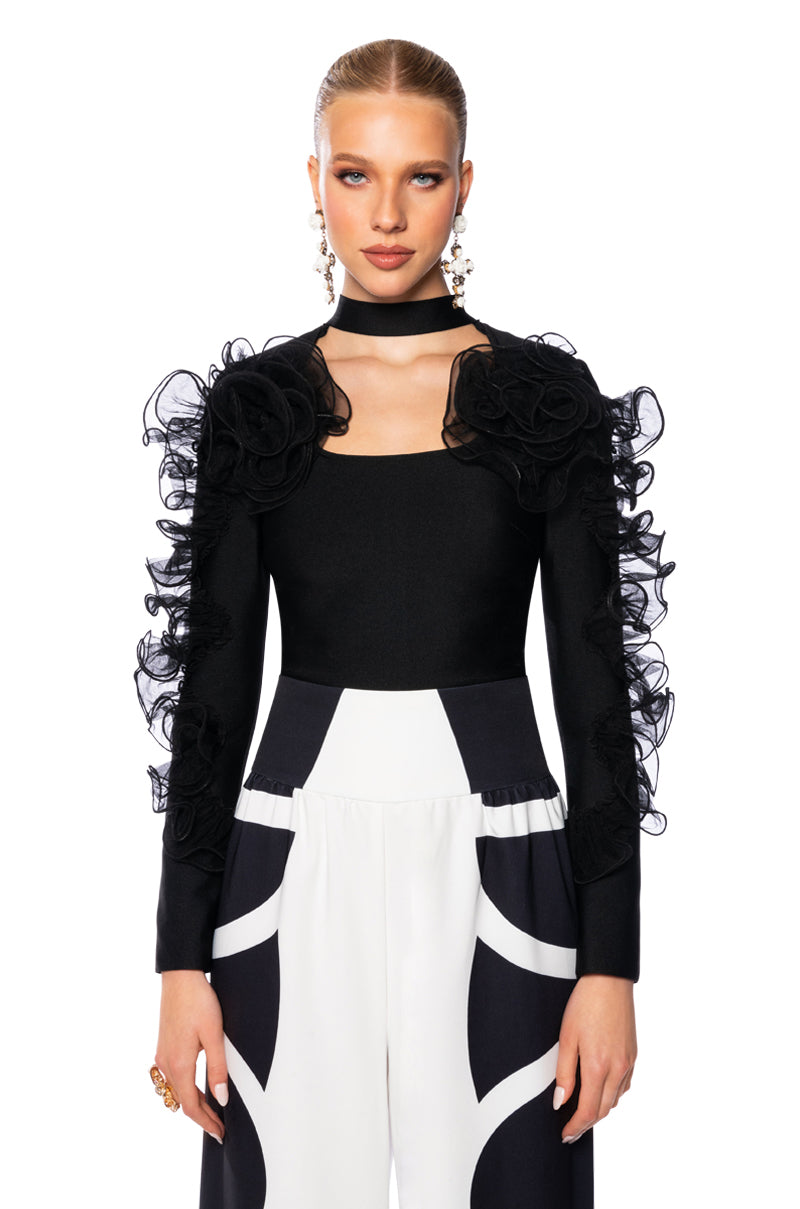 HARLOW RUFFLED SLEEVE BANDAGE TOP