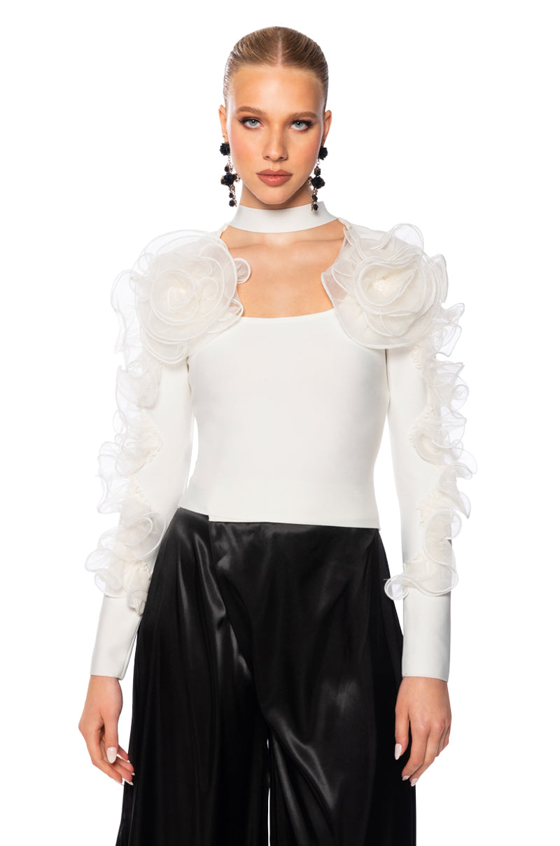 HARLOW RUFFLED SLEEVE BANDAGE TOP