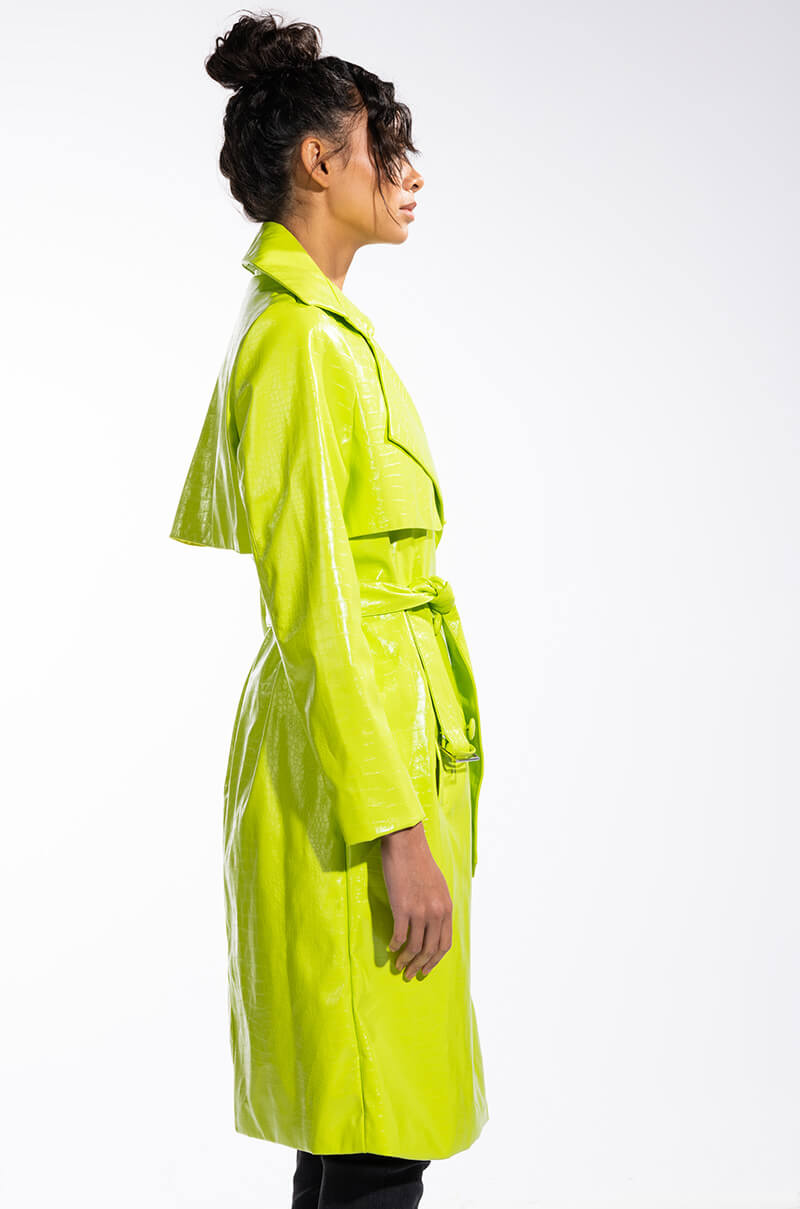 HEARTS ON FIRE NEON CROC TRENCH JACKET