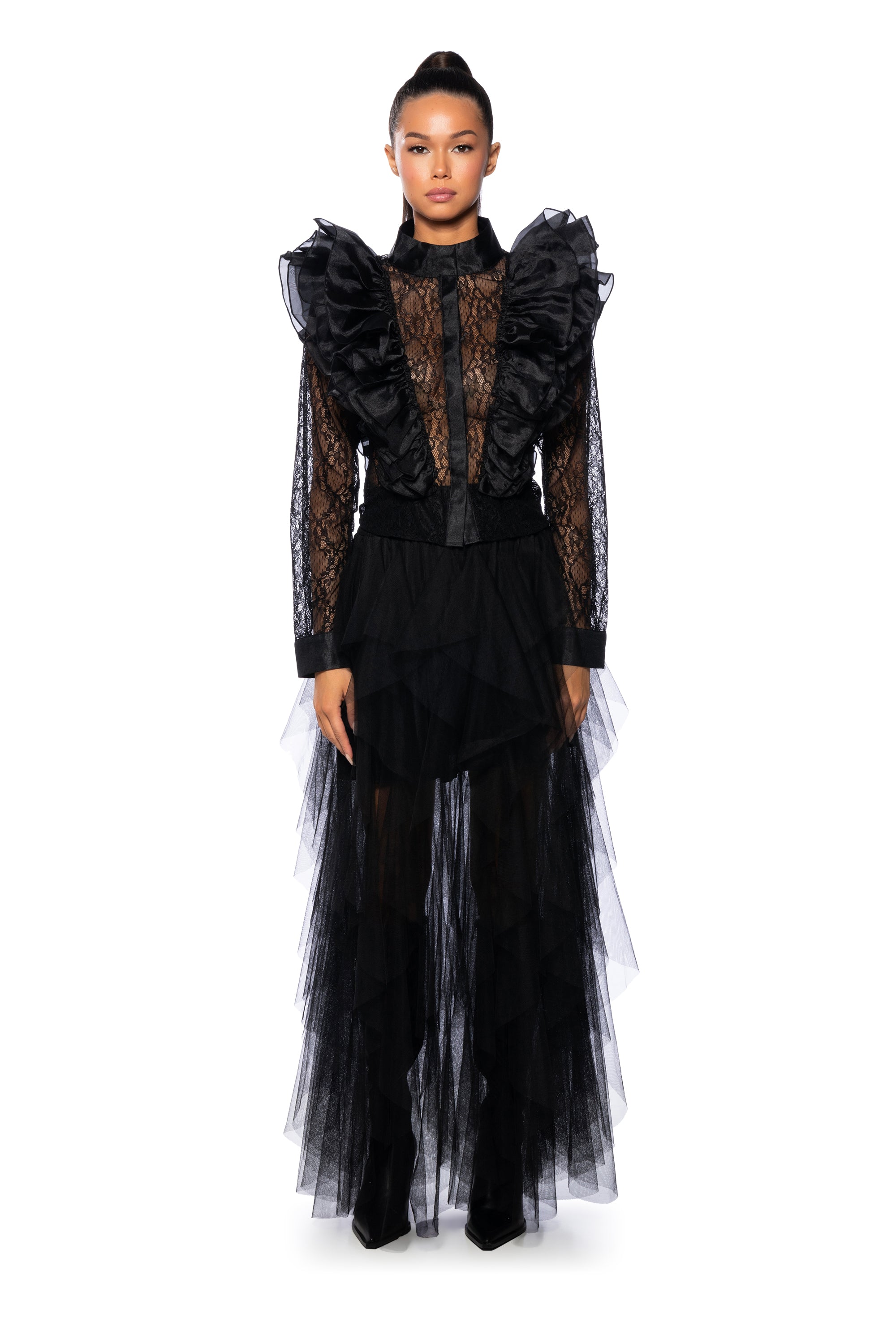 HOLLY LACE RUFFLED DETAIL BLOUSE