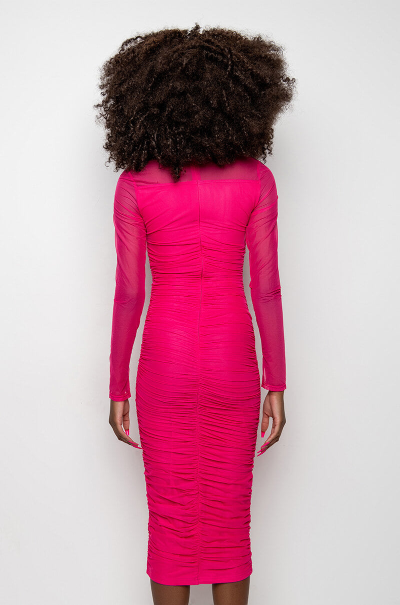 HOT GIRL RUCHED MIDI DRESS