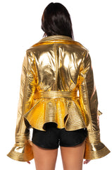 I GET IT HOW I LIVE IT METALLIC MOTO PUFFER
