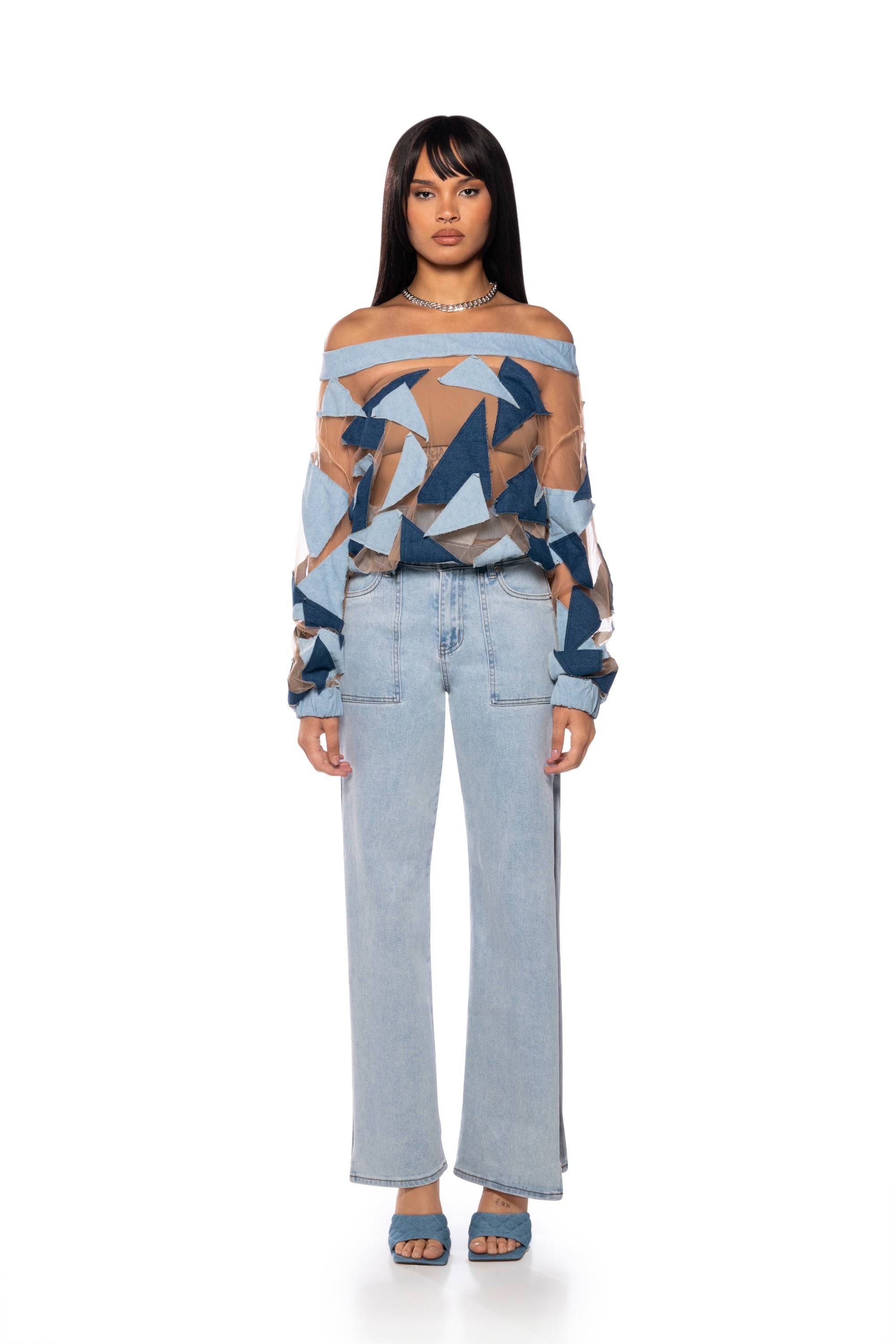 I SPY DENIM PATCHWORK OVERSIZED SHIRT