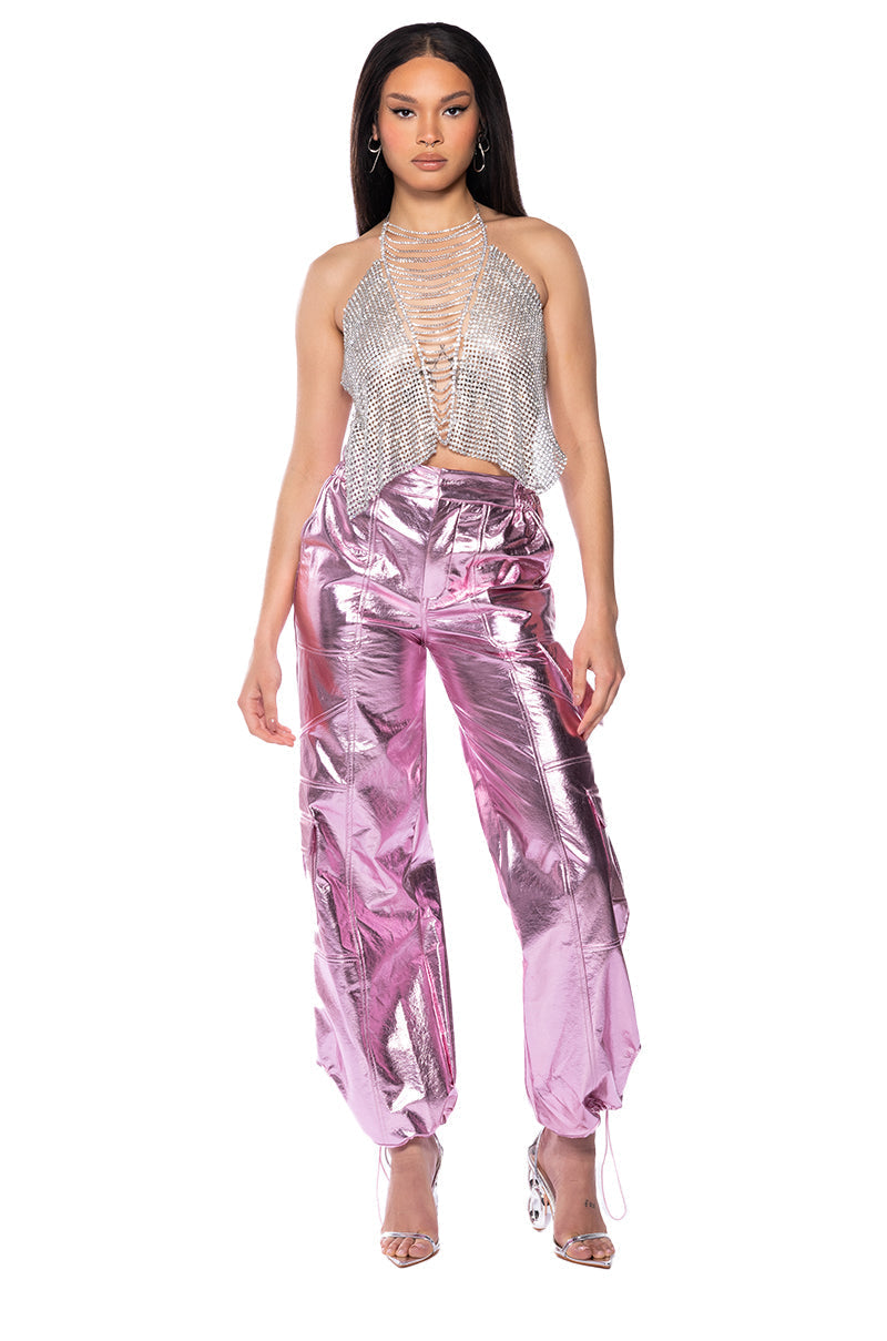 ICE QUEEN RHINESTONE HALTER TOP