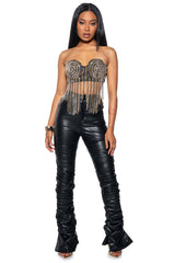 MATERIAL GIRL METALLIC FRINGE BUSTIER TOP