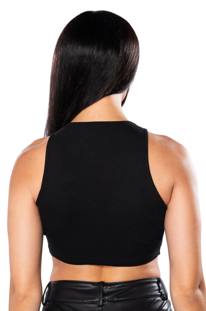 IMPACT EMBELLISHED TANK TOP IN BLACK