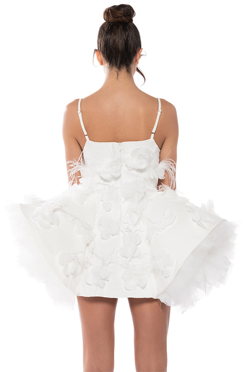 IN BLOOM FLARED MINI DRESS