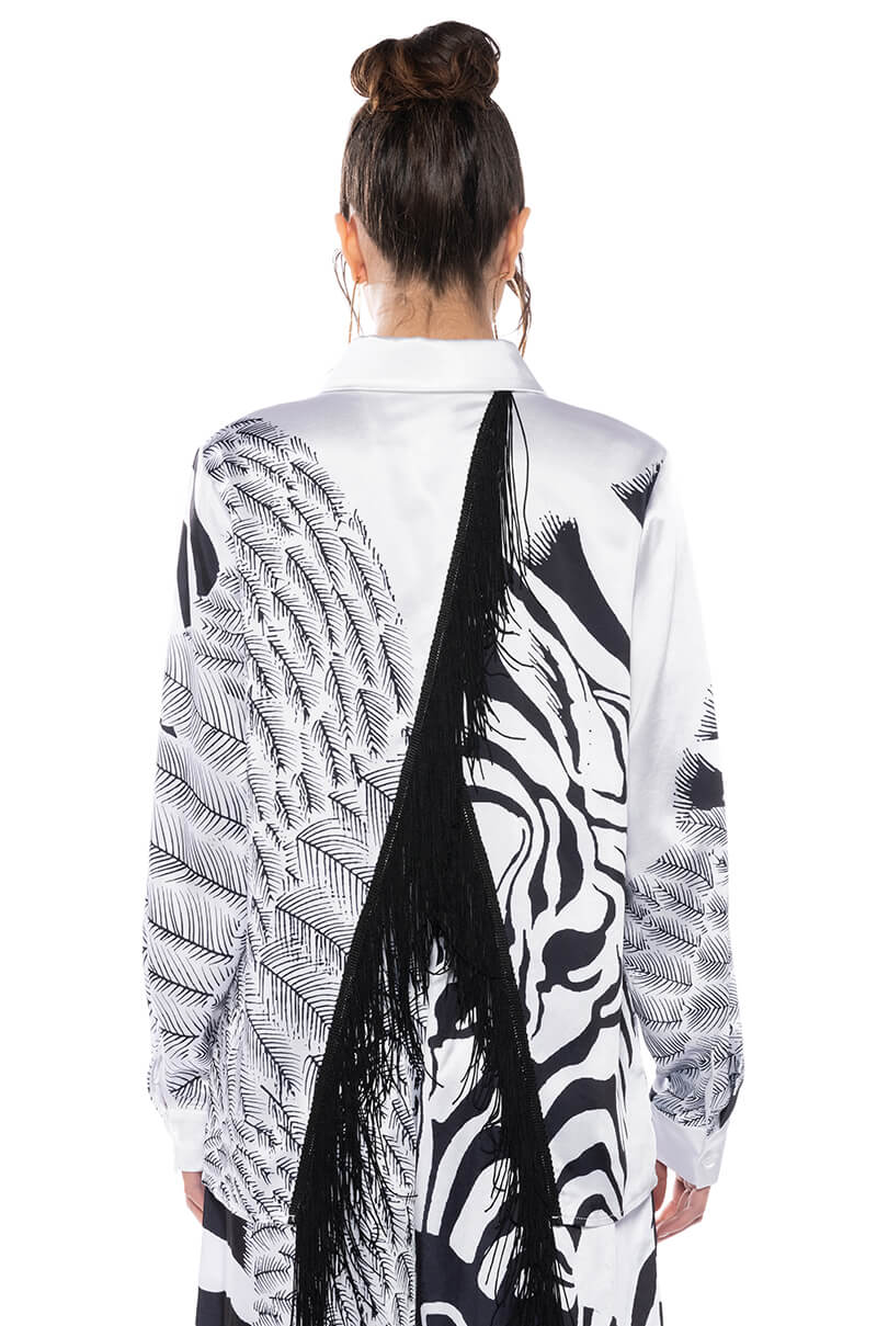 INTO THE NIGHT SATIN BUTTONDOWN