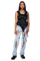 INTO THE NIGHT SATIN EFFECT SLEEVELESS BLOUSE