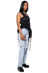 INTO THE NIGHT SATIN EFFECT SLEEVELESS BLOUSE
