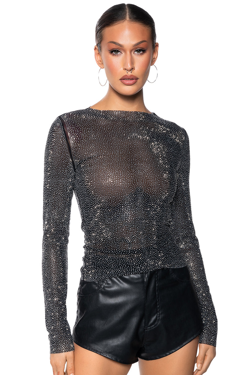 IVY RHINESTONE MESH TOP