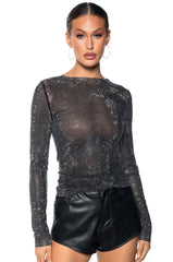 IVY RHINESTONE MESH TOP