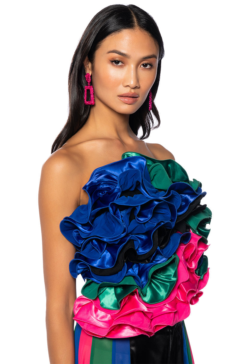 JUST MY LUCK LAYERED RUFFLE TOP