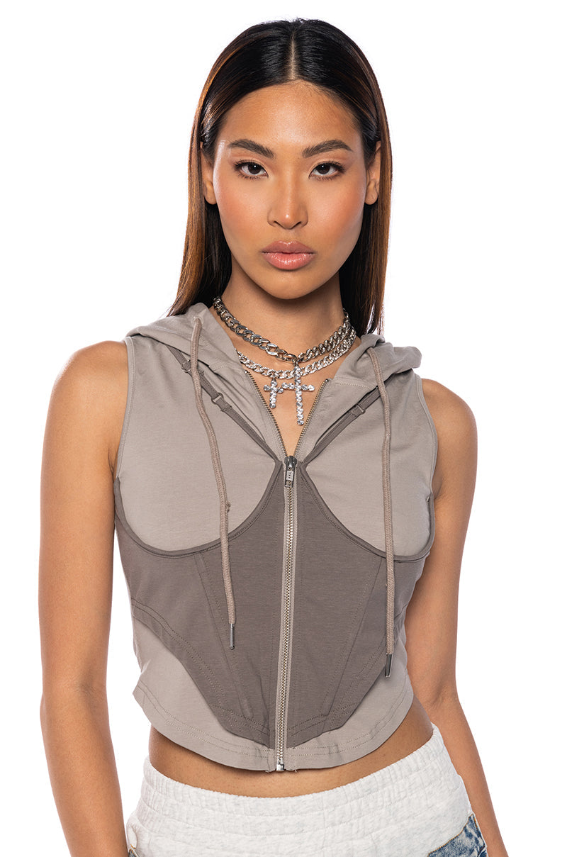 KAI CORSET HOODED TANK TOP