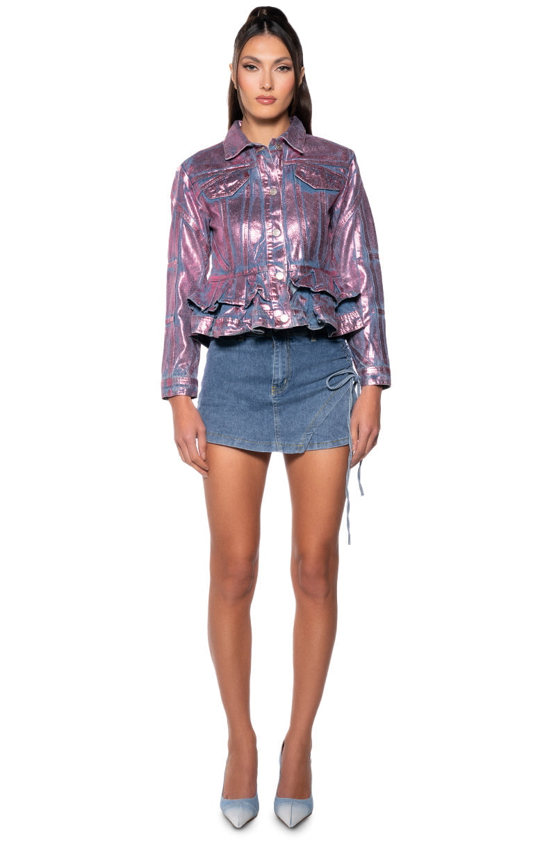 KAT SIDE CINCHED DENIM MINI SKORT