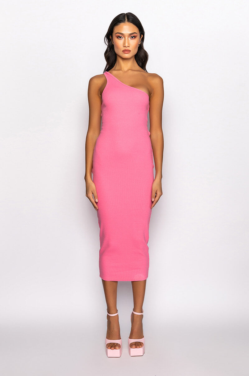 KEEP IT REAL ONE SLEEVE MIDI DRESS
