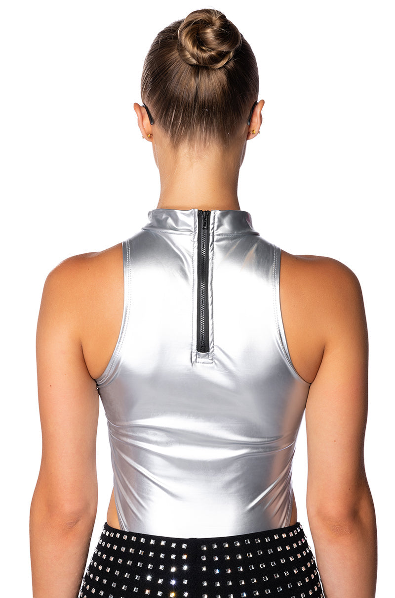 KEEP THAT SAME ENERGY METALLIC SLEEVELESS BODYSUIT