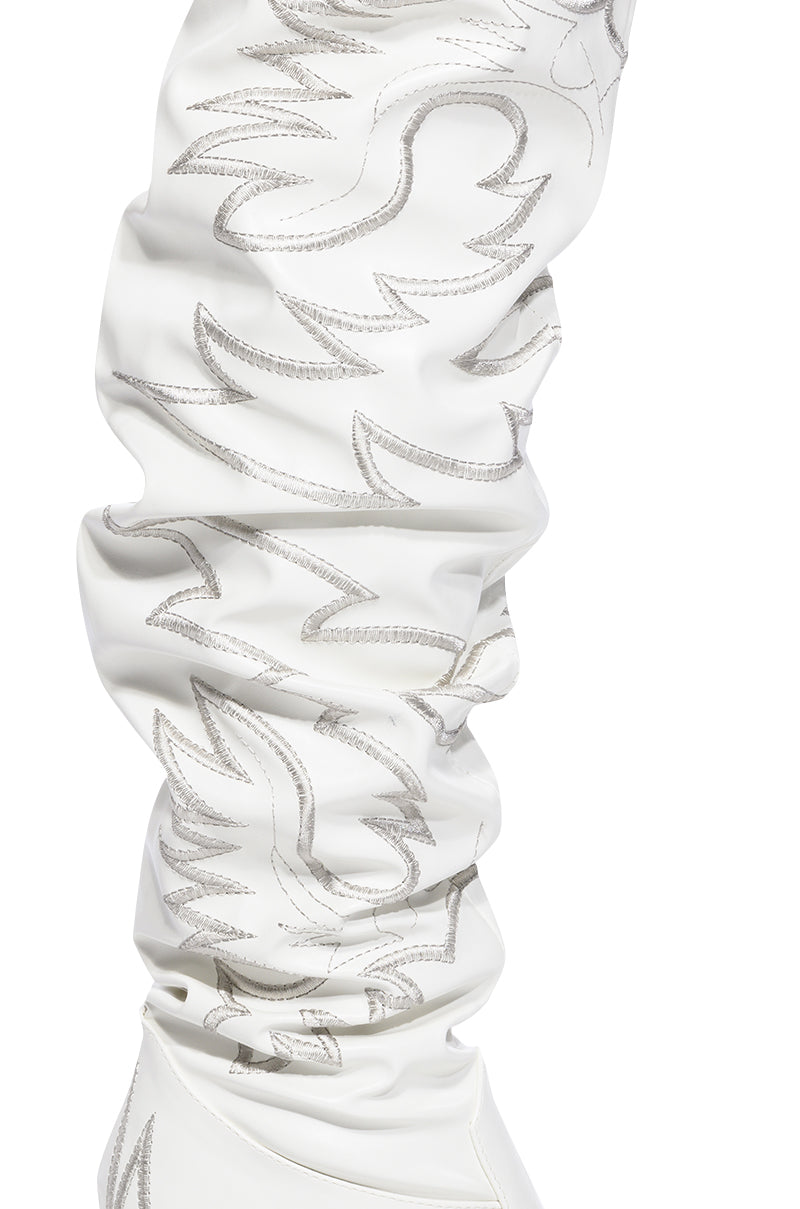 KELSEY OVER THE KNEE WESTERN BOOT IN WHITE