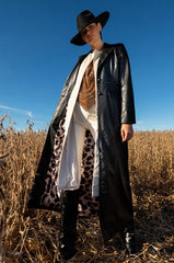 KIM LONG PU TRENCH WITH CHEETAH LINING