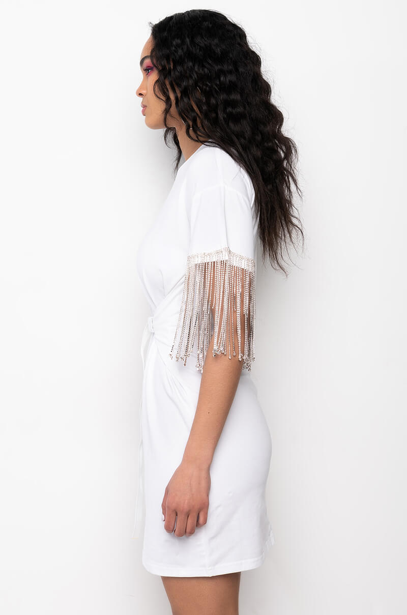 KISS THE RING FRINGE T-SHIRT DRESS