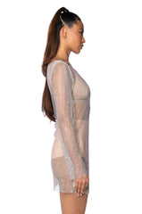 LABRYNTH EMBELLISHED MINI DRESS IN WHITE