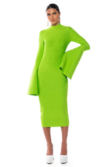 LADY LONG SLEEVE MIDI BANDAGE DRESS