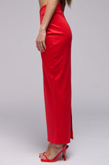 LALA HIGH WAIST DRESSY MIDI SKIRT