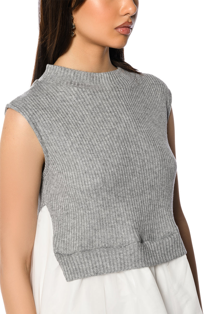 LAYERED LOOK HIGH LOW SLEEVELESS MIDI DRESS