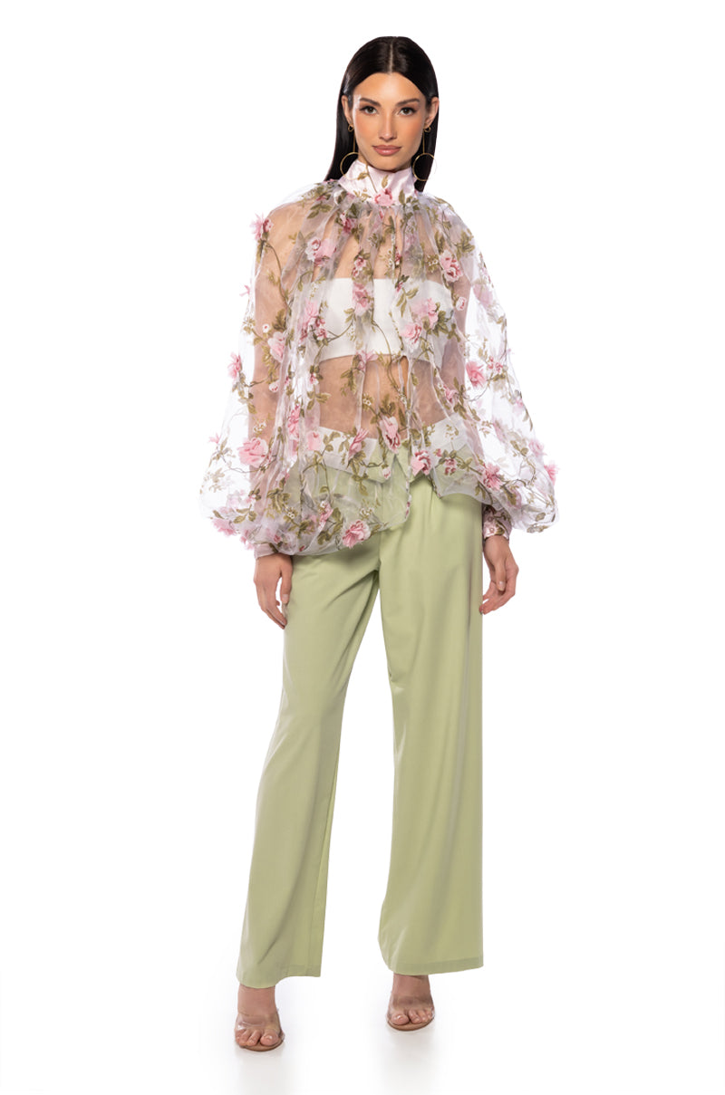 LENNON VOLUME SLEEVE FLORAL BLOUSE