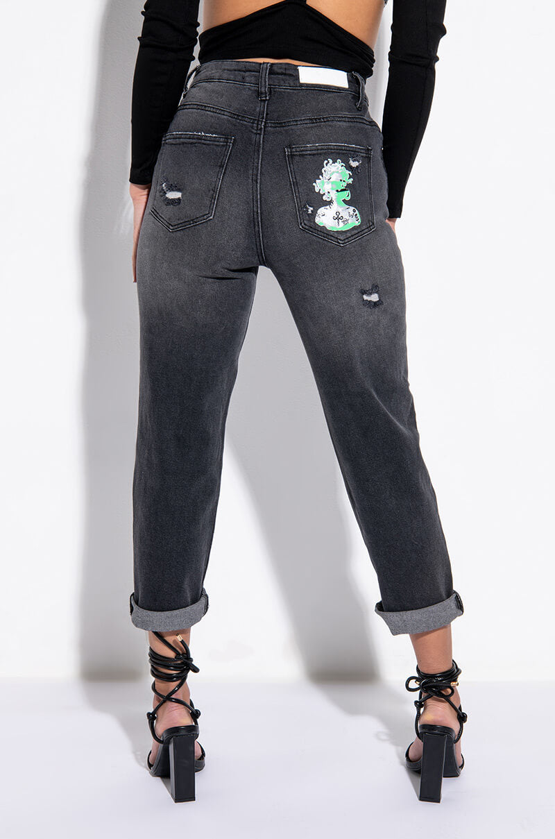 LEGEND HAS IT HIGH RISE DISTRESSED RELAXED FIT JEANS