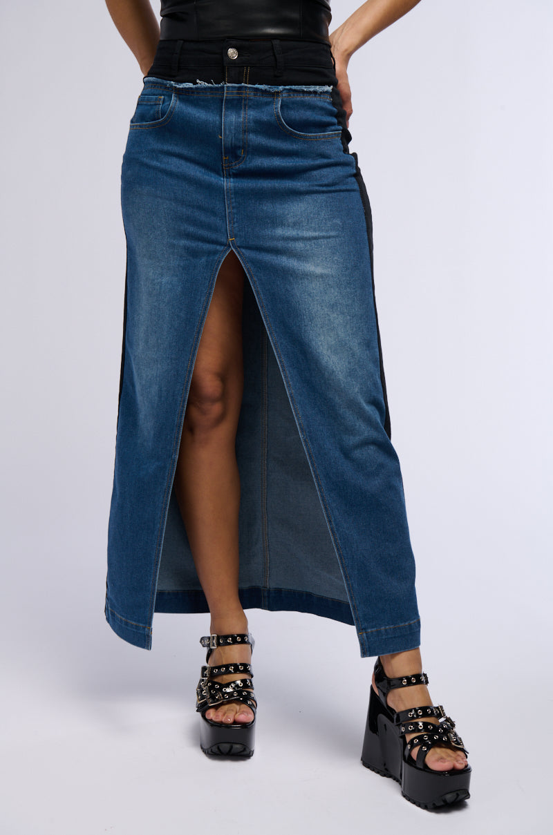 LET IT HAPPEN MAXI DENIM SKIRT