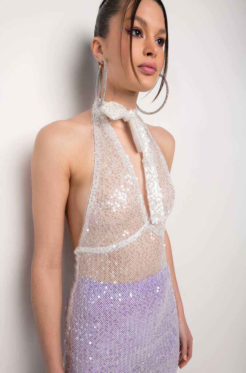 LIKE A DISCO BALL SEQUIN SHEER MINI DRESS