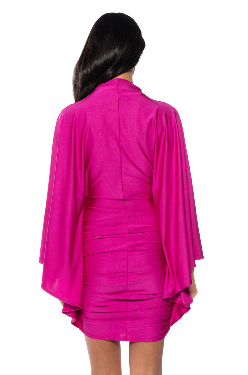 LIKE A STATUE BUTTERFLY SLEEVE MINI DRESS