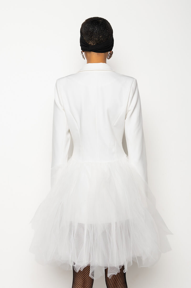 LIKEWISE BLAZER DRESS WITH TULLE SKIRT