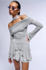 LILY OFF THE SHOULDER LONG SLEEVE FLOUNCE TOP