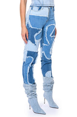 LITTLE BIT OF FUN FRAYED RELAXED FIT JEANS
