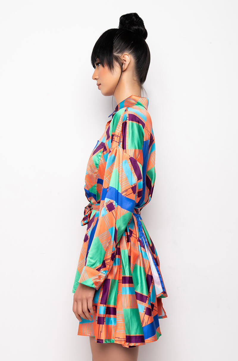 LIVE IT UP BUTTON UP MINI DRESS