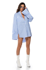 LOGAN STRIPED POPLIN MINI DRESS