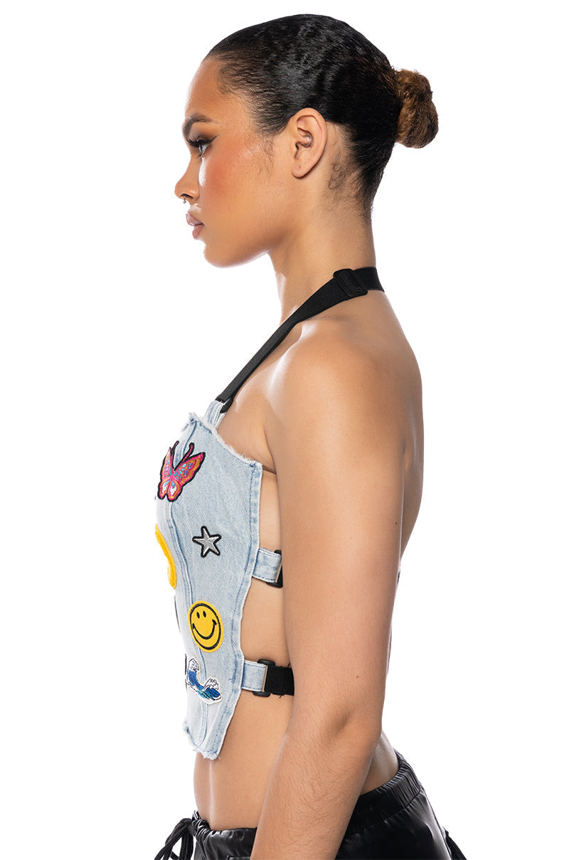 LOLA PATCH HALTER TOP