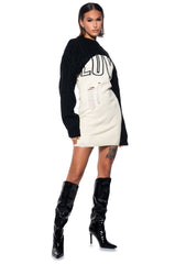 LOVE DISTRESSED KNIT MINI DRESS