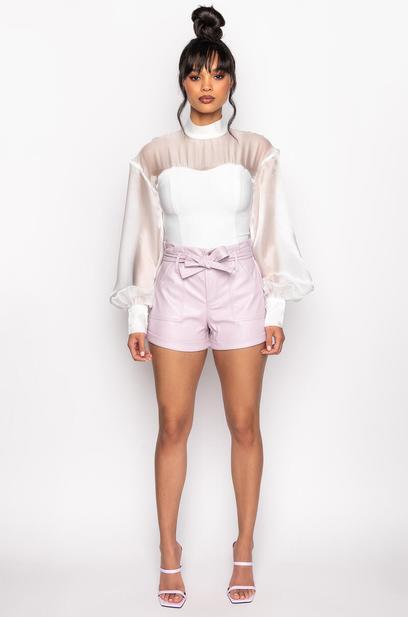 LOVE LANGUAGE BANDAGE BLOUSE WITH ORGANZA SLEEVES