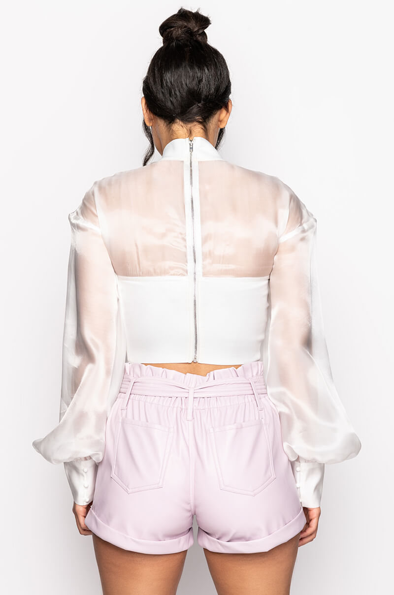 LOVE LANGUAGE BANDAGE BLOUSE WITH ORGANZA SLEEVES