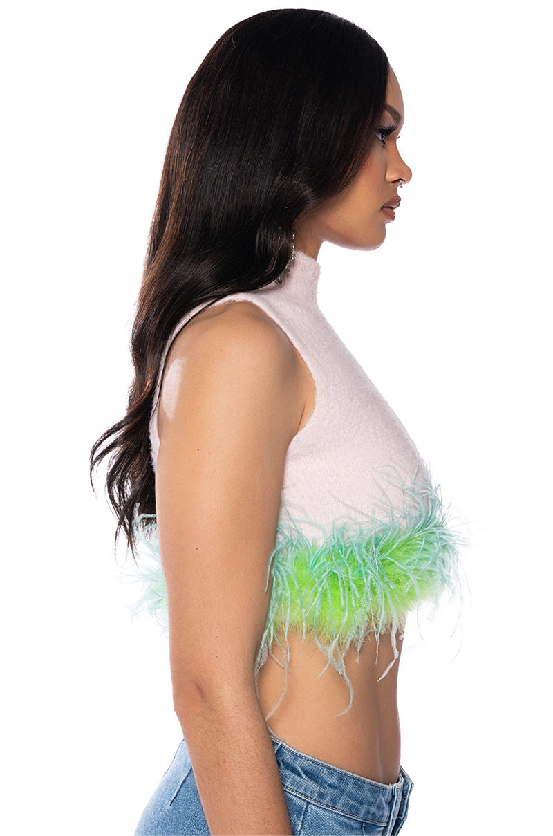 LOVER SLEEVELESS FEATHER TOP